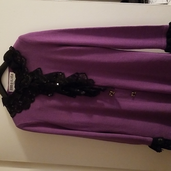 New Todd & Olivia USA Knit Sweater Suit Lace Vintage Brand Church Set Wool Poly - Picture 2 of 14